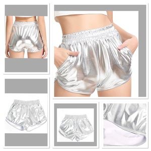PESION Women's Metallic Shiny Shorts Sparkly Rave Hot Short Pants. Size Small